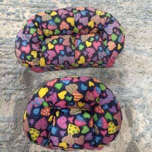 VINTAGE BARBIE TOYMAX FABRIC FURNITURE COUCH SOFA & LOVE SEAT W/ HEART PRINT